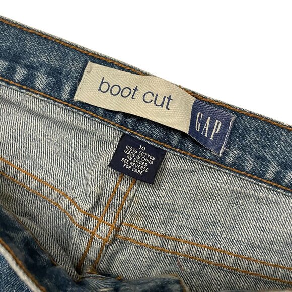 Vintage Gap Denim Embroidered Boot Cut Jeans Women's Size 10 Blue Western 90s - Picture 5 of 11